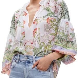 Alice + Olivia Julius Balloon Sleeve Floral Peasant Blouse XS